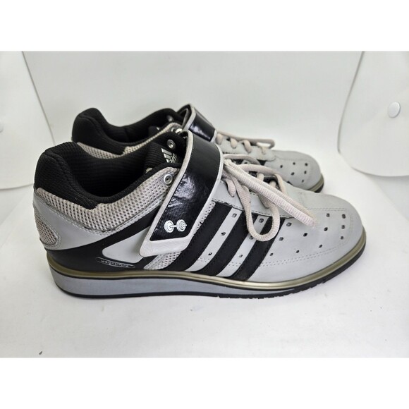 Adidas Power Lift Trainer Weightlifting Shoes Men\'s 7 Gray Athletic Gym Sneakers